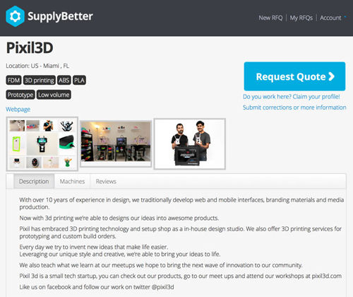 SupplyBetter усовершенствовался: открыты профили провайдеров услуг 3D печати