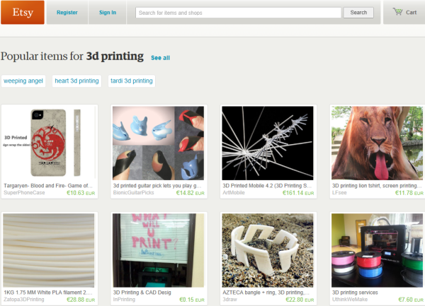3D печатные продукты сейчас числятся «ручной работой» на Etsy